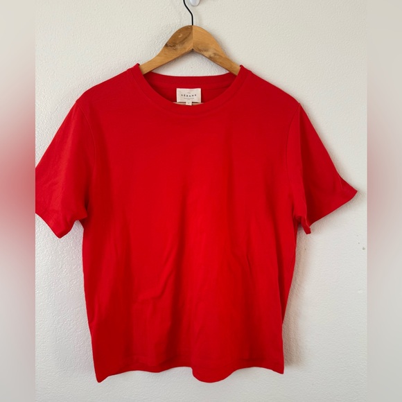 Sezane CONRAD T-SHIRT Bright Red Women's size Large - Picture 6 of 9